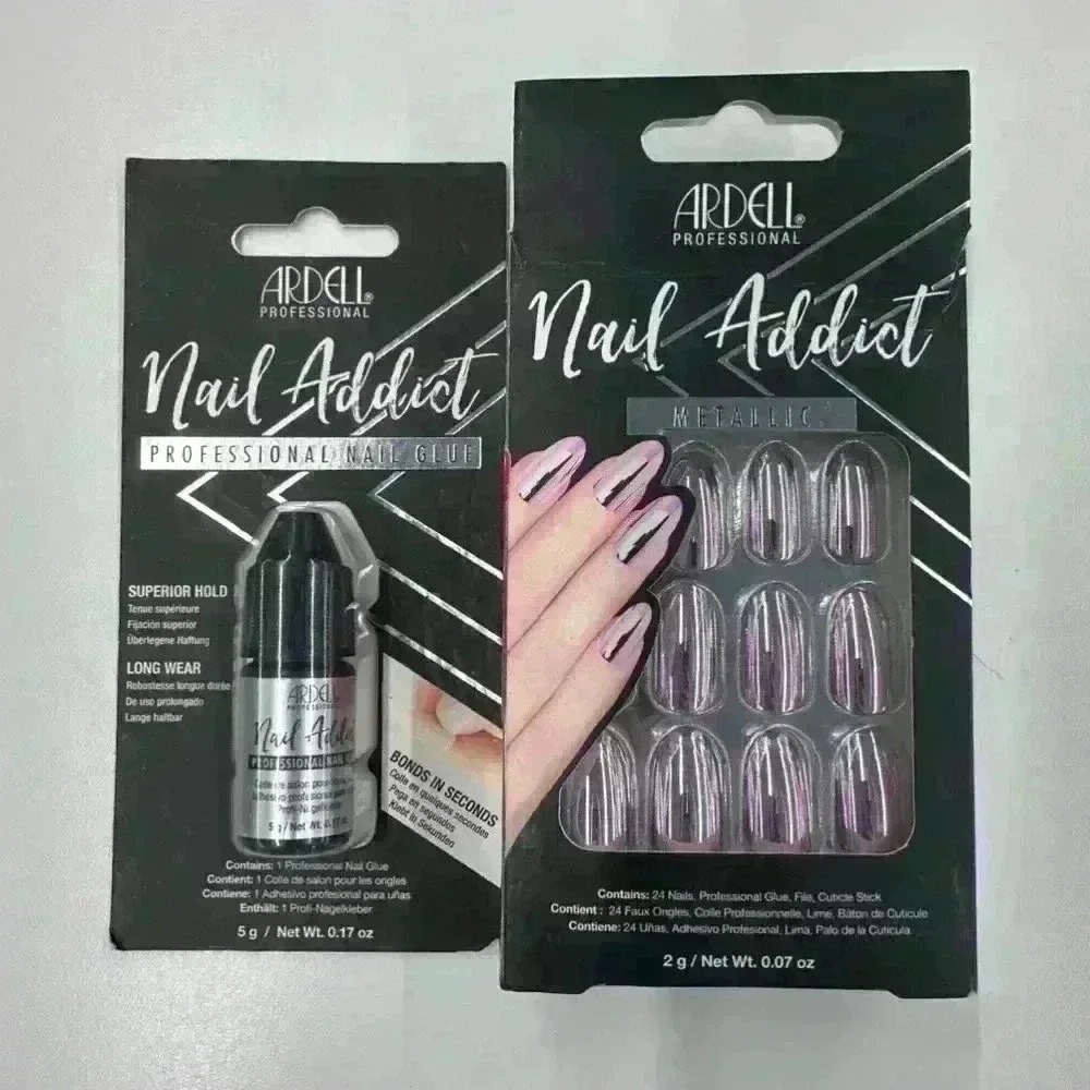 Ardell Nail Art Metallic Pink 24 Nails with Professional Nail glue bundle!